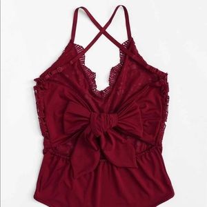 Lace tie back bodysuit